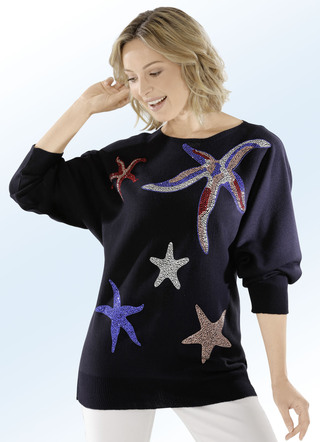 Pullover mit bunten Strassmotiven