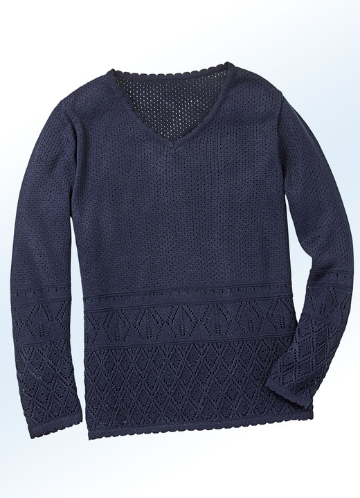 Basics - Pullover mit Ajourmustermix, in Größe 038 bis 052, in Farbe MARINE Ansicht 1