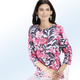 34-Arm - Shirt mit floralem Alloverdruck – Farbe KORALLE-MULTICOLOR 34-Arm - Shirt mit floralem Alloverdruck, in Größe 038 bis 054, in Farbe BLAU-MULTICOLOR