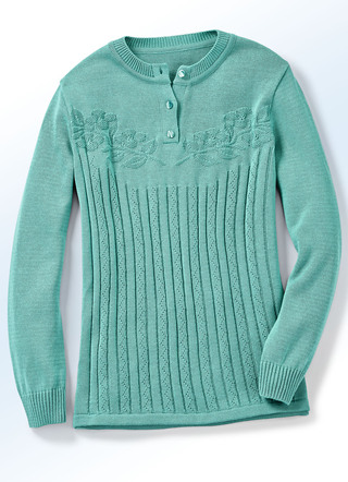 Pullover mit floraler Struktur und Ajourakzenten