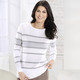 Langarm - Pullover in Feinstrick – Farbe WEISS-GRAU Langarm - Pullover in Feinstrick, in Größe 038 bis 052, in Farbe WEISS-TAUPE