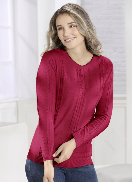 Basics - Pullover in Feinstrick Basics - Pullover in Feinstrick, in Größe 038 bis 054, in Farbe ROT