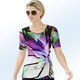 Kurzarm - Shirt mit Rundhalsausschnitt in 2 Farben – Farbe MULTICOLOR Kurzarm - Shirt mit Rundhalsausschnitt in 2 Farben, in Größe 036 bis 052, in Farbe MULTICOLOR