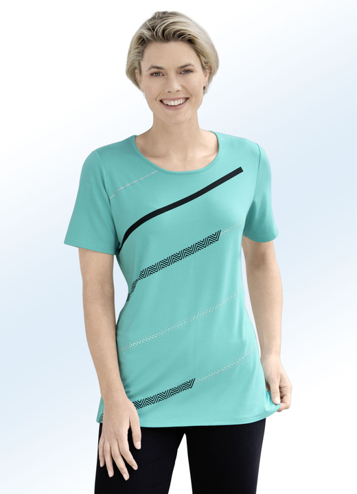 Shirts - Shirt mit Kontrast-Druck in 2 Farben, in Größe 038 bis 054, in Farbe LAGUNE Ansicht 1