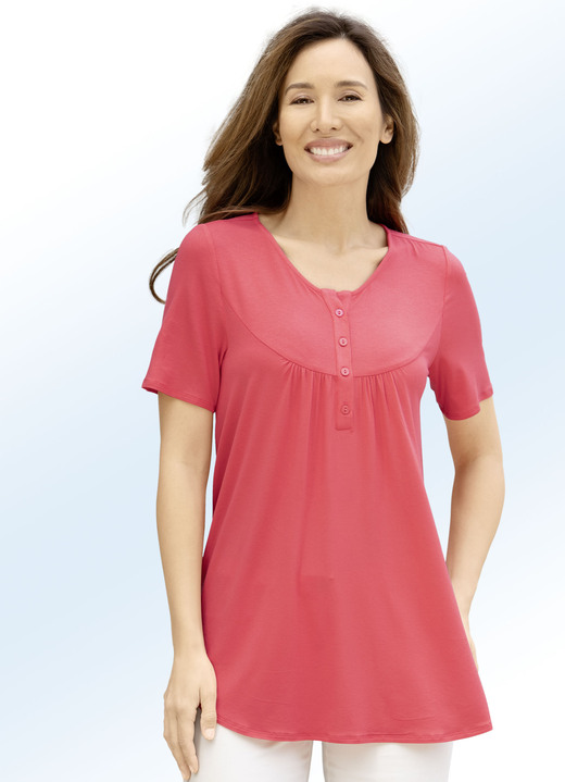 Tuniken - Shirt-Tunika in 3 Farben, in Größe 036 bis 054, in Farbe KORALLE Ansicht 1