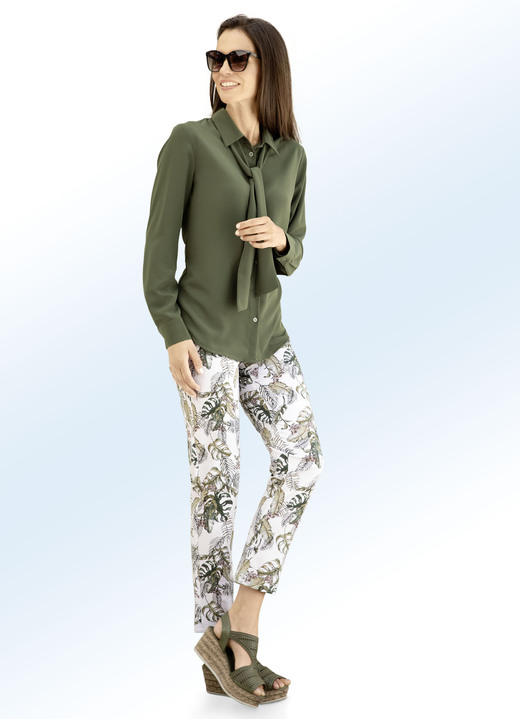 Langarm - Bluse mit Bindeschluppe Langarm - Bluse mit Bindeschluppe, in Größe 036 bis 052, in Farbe KHAKI