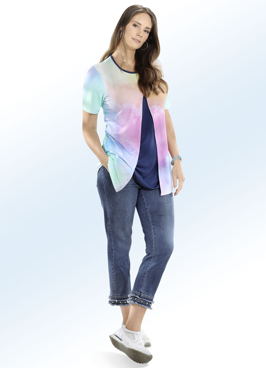 - Jeans in 7/8-Länge mit Fransensaum und schöner Perlenzier, in Größe 019 bis 058, in Farbe JEANSBLAU Ansicht 2