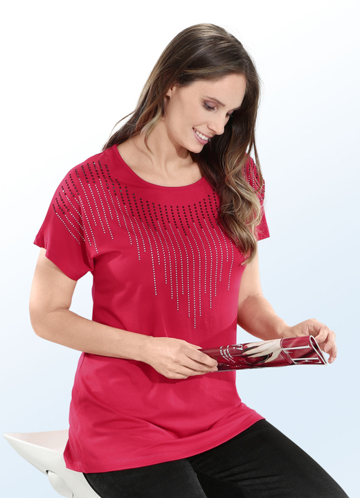 Kurzarm - Charmantes Longshirt in 2 Farben, in Größe 040 bis 060, in Farbe ROT Ansicht 1