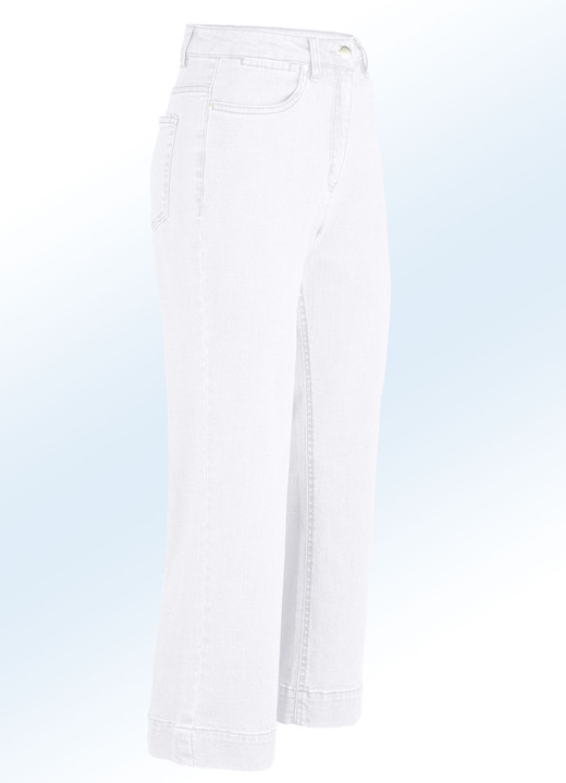 culotten - Jeans-Culotte in 5-Pocket-Form, in Größe 017 bis 050, in Farbe WEISS Ansicht 1