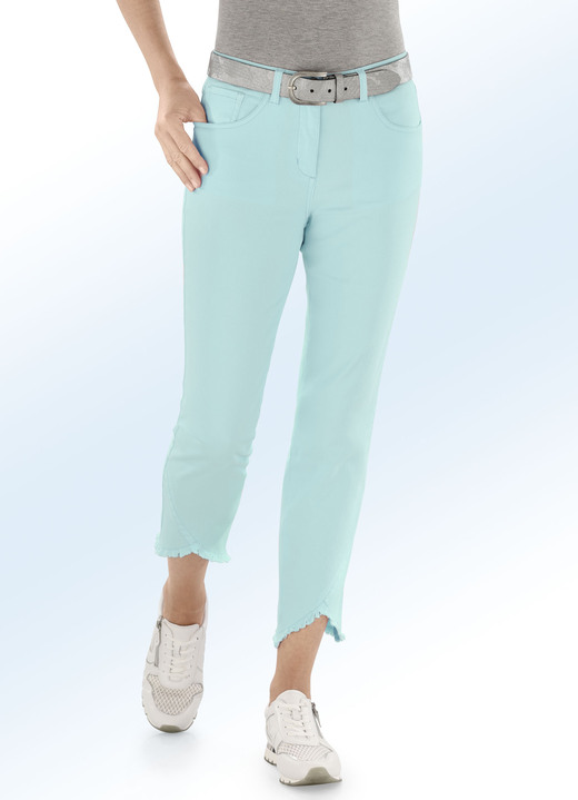 Hosen - Hose in 7/8-Länge mit interessantem Fransenabschluss, in Größe 017 bis 050, in Farbe MINT Ansicht 3