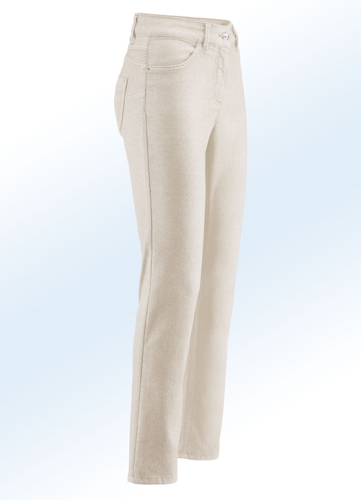 Hosen mit Knopf- und Reißverschluss - Bauchweg-Jeans, in Größe 017 bis 052, in Farbe HELLBEIGE Ansicht 1