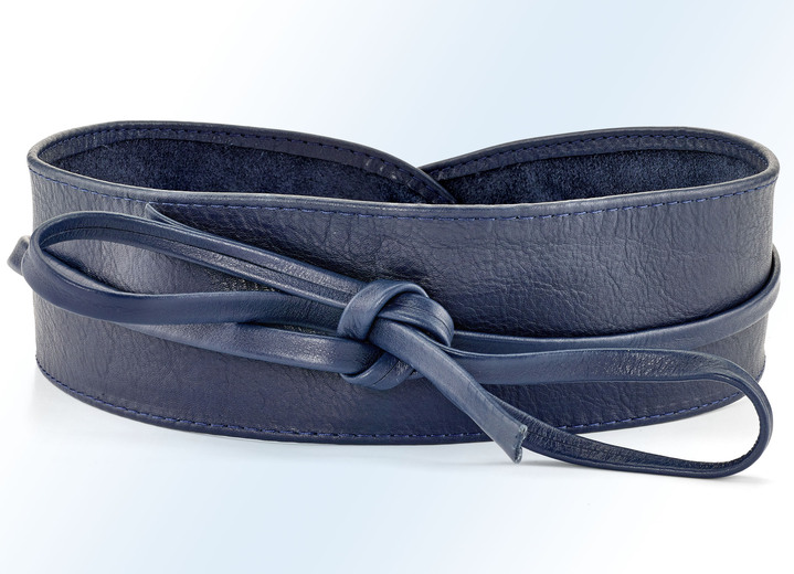 Gürtel - Modischer Leder-Bindegürtel, 8 cm breit , in Farbe DUNKELBLAU Ansicht 1