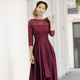 Abendkleider - Wunderschönes Kleid mit Spitze – Farbe BORDEAUX Abendkleider - Wunderschönes Kleid mit Spitze, in Größe 036 bis 050, in Farbe BORDEAUX