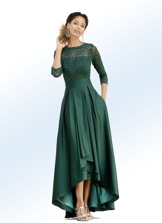 Abendkleider - Wunderschönes Kleid mit Spitze in 2 Farben, in Größe 036 bis 050, in Farbe SMARAGDGRÜN Ansicht 1