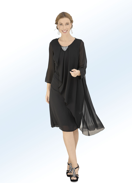 - Kleid mit Schmuckapplikation, in Größe 036 bis 052, in Farbe SCHWARZ