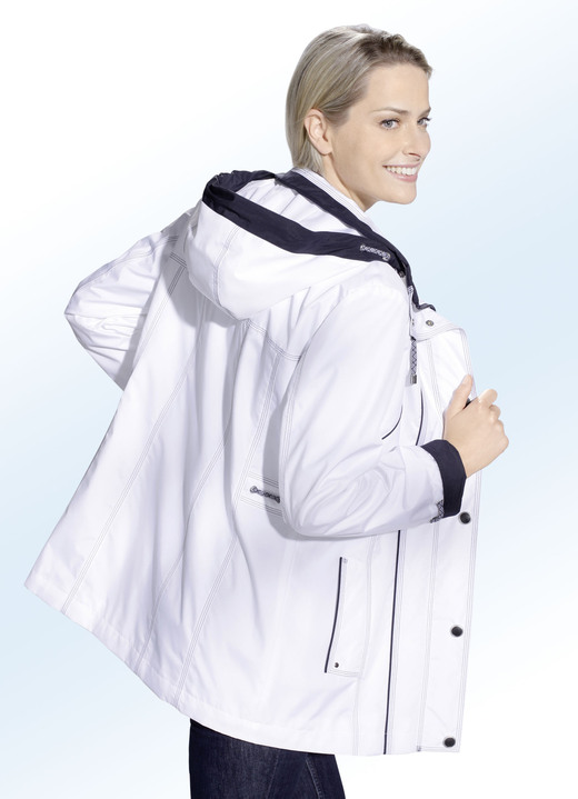 Kurz - Funktionsjacke mit kontrastfarbenen Akzenten, in Größe 036 bis 054, in Farbe NAVY-WEISS Ansicht 3