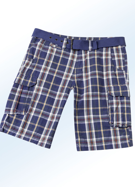 Shorts & Bermudas - Bermudas mit Gürtel und Cargotaschen in 2 Farben, in Größe 024 bis 060, in Farbe MARINE-WEISS Ansicht 1