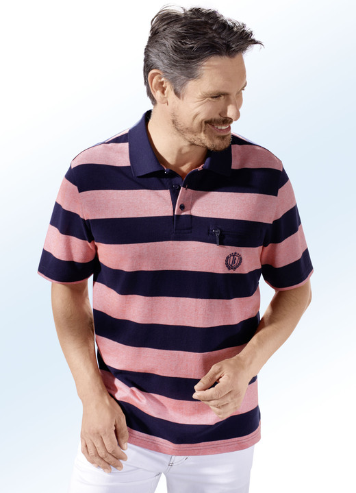 Shirts - Poloshirt in 2 Farben Ansicht 2 Shirts - Poloshirt in 2 Farben, in Größe 046 bis 062, in Farbe JADEGRÜN-MARINE Ansicht 2