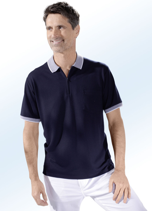 Shirts - Poloshirt in 2 Farben, in Größe 046 bis 060, in Farbe MARINE Ansicht 1