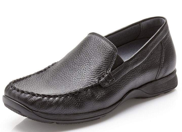 Slipper & Schnürschuhe - Waldläufer Mokassin-Slipper mit seitlichen Gummizügen, in Größe 10 bis 9 1/2, in Farbe SCHWARZ Ansicht 1