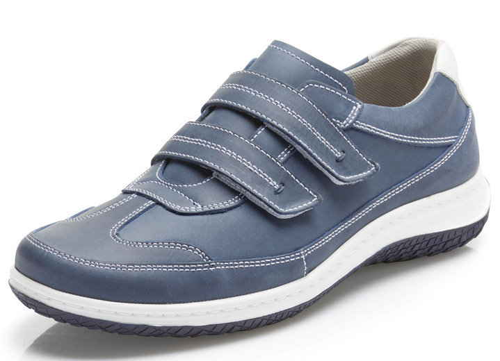 Slipper & Schnürschuhe - GINO GALANTE, sportliche Herren-Sneaker, mit herausnehmbarem Fußbett, in Größe 040 bis 046, in Farbe JEANS-WEISS