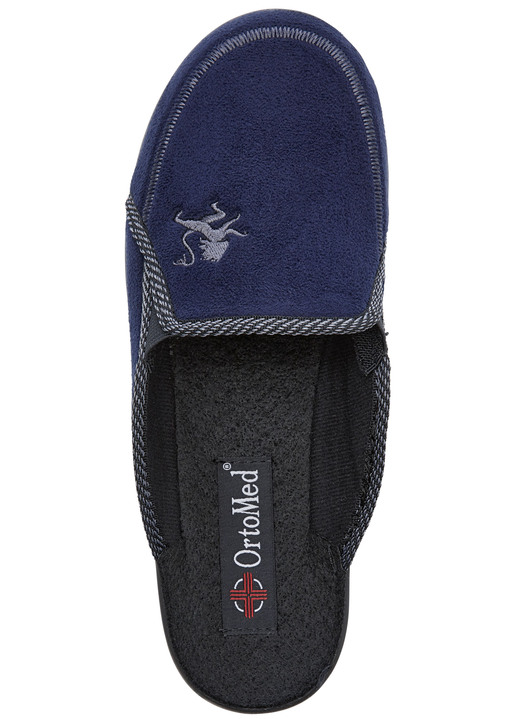 Hausschuhe - Zweierpack, klassische Herren-Hausschuhe, Weite H, mit Gummizug Ansicht 4 Hausschuhe - Zweierpack, klassische Herren-Hausschuhe, Weite H, mit Gummizug, in Größe 040 bis 046, in Farbe BLAU+SCHWARZ Ansicht 4