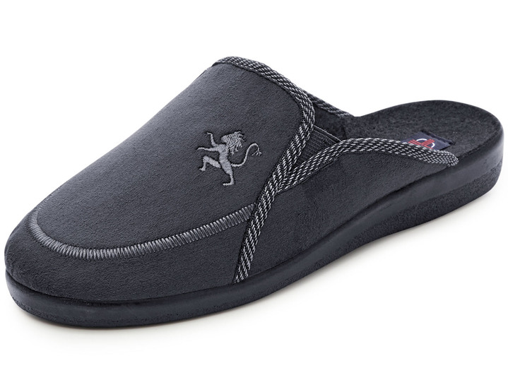 Hausschuhe - Zweierpack, klassische Herren-Hausschuhe, Weite H, mit Gummizug Ansicht 3 Hausschuhe - Zweierpack, klassische Herren-Hausschuhe, Weite H, mit Gummizug, in Größe 040 bis 046, in Farbe BLAU+SCHWARZ Ansicht 3