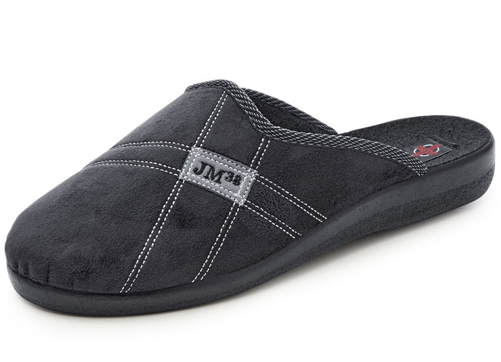 Hausschuhe - Zweierpack Pantoffeln mit angenehmer Polsterung, in Größe 040 bis 046, in Farbe BLAU+SCHWARZ Ansicht 3