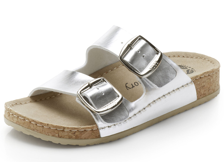 - Mubb Pantolette aus weichem Metallicsynthetik, in Größe 036 bis 042, in Farbe SILBER