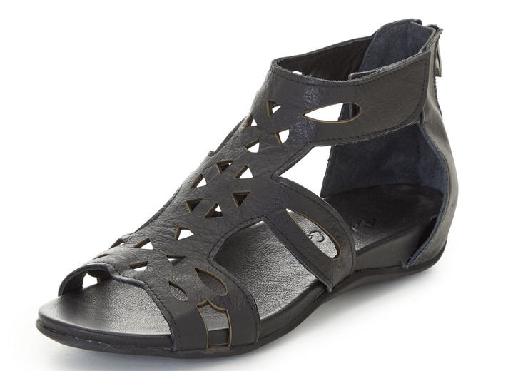 Sandaletten & Pantoletten - Andrea Conti, modische Damen-Sandalen, aus Leder, in Größe 036 bis 041, in Farbe SILBER Ansicht 4