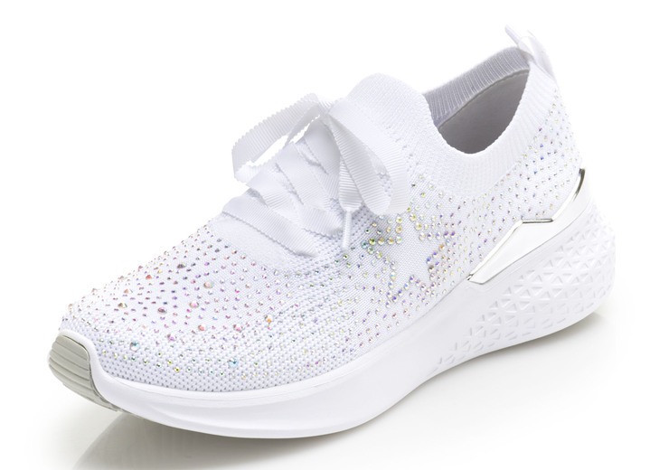 Slipper & Schnürschuhe - Ara Sneaker mit trendigen Glitzersteinchen , in Größe 036 bis 042, in Farbe WEIß Ansicht 1