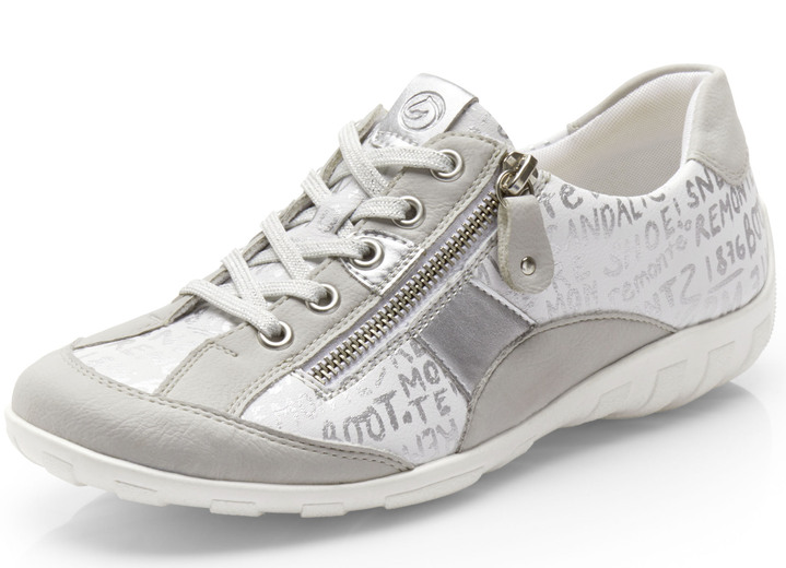 Damenmode - Remonte Sneaker mit  bedruckten Besätzen, in Größe 036 bis 043, in Farbe HELLGRAU-WEISS Ansicht 1