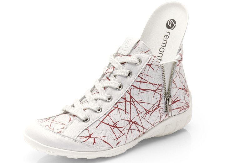 - Remonte Schnür-Stiefelette aus effektvoll bedrucktem Nappaleder, in Größe 036 bis 042, in Farbe WEISS-ROT Ansicht 2