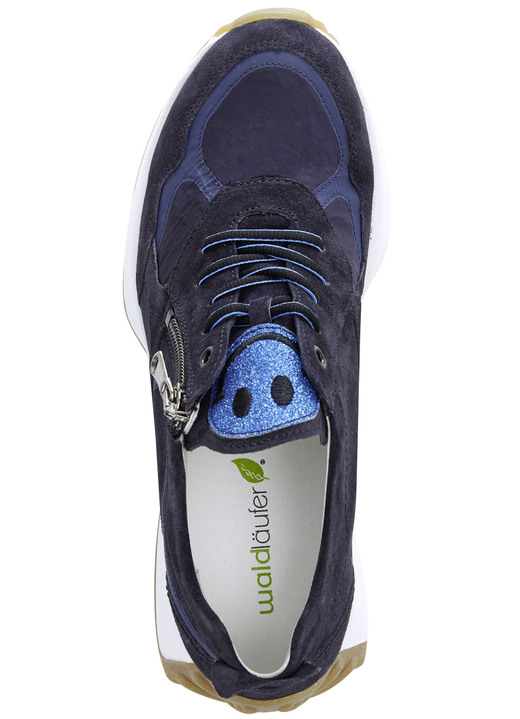 Slipper & Schnürschuhe - Waldläufer Sneaker mit frecher Glitzer-Applikation Ansicht 2 Slipper & Schnürschuhe - Waldläufer Sneaker mit frecher Glitzer-Applikation, in Größe 3 1/2 bis 8, in Farbe DUNKELBLAU Ansicht 2