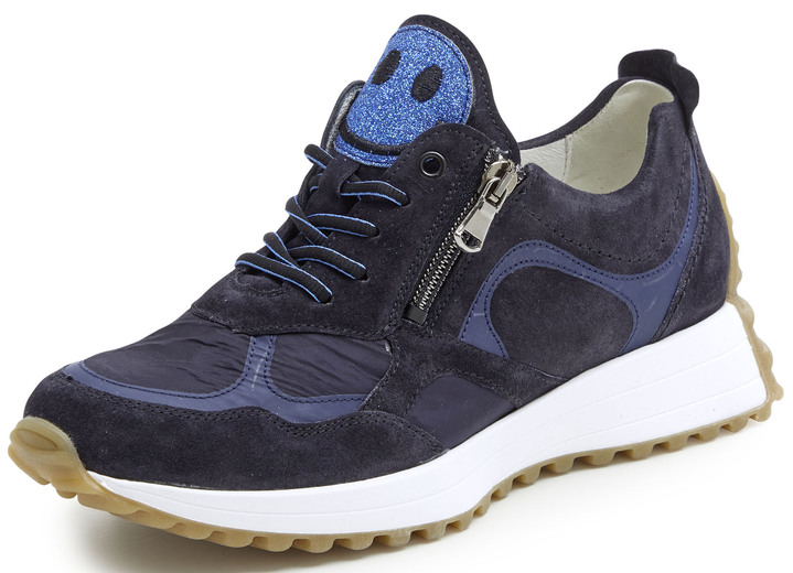 Slipper & Schnürschuhe - Waldläufer Sneaker mit frecher Glitzer-Applikation, in Größe 3 1/2 bis 8, in Farbe DUNKELBLAU Ansicht 1