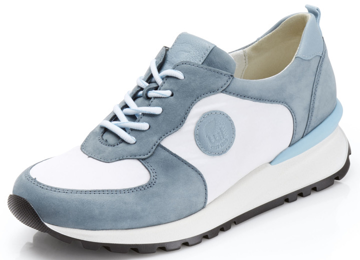 - Waldläufer Sneaker mit bedrucktem Textilmaterial, in Größe 3 1/2 bis 8, in Farbe JEANS-WEISS Ansicht 1