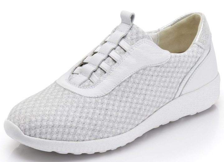Slipper & Schnürschuhe - Waldläufer Slipper aus edel glitzerndem Textilmaterial, in Größe 4 bis 7 1/2, in Farbe WEIß Ansicht 1