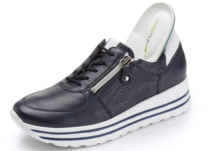 Slipper & Schnürschuhe - Waldläufer, bequeme Damen-Sneaker, Weite H, mit herausnehmbarem Fußbett, in Größe 3 1/2 bis 8, in Farbe MARINE Ansicht 2