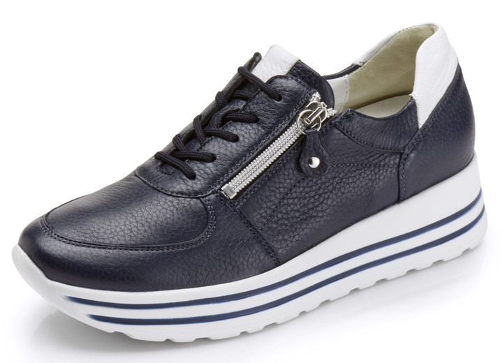 Slipper & Schnürschuhe - Waldläufer, bequeme Damen-Sneaker, Weite H, mit herausnehmbarem Fußbett, in Größe 3 1/2 bis 8, in Farbe MARINE Ansicht 1