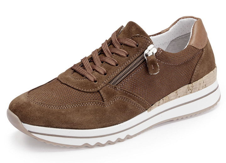 Slipper & Schnürschuhe - ELENA EDEN Sneaker mit Schnürung und Seitenreißverschluss, in Größe 036 bis 042, in Farbe COGNAC Ansicht 1