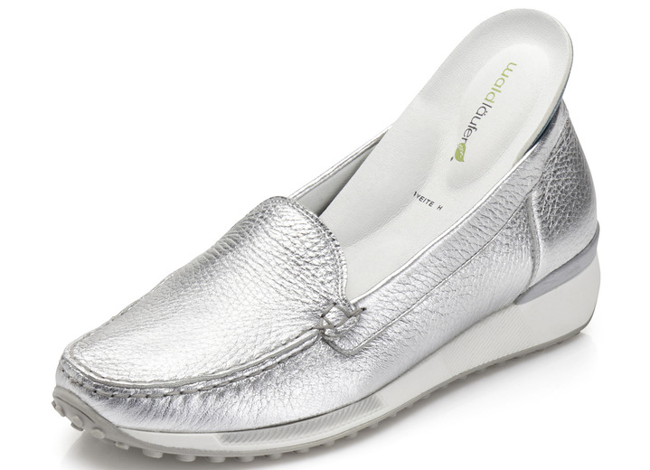 Slipper & Schnürschuhe - Waldläufer, klassische Damen-Slipper, Weite H, mit herausnehmbarem Fußbett Ansicht 5 Slipper & Schnürschuhe - Waldläufer, klassische Damen-Slipper, Weite H, mit herausnehmbarem Fußbett, in Größe 3 1/2 bis 8, in Farbe BLAU-WEISS-ROT Ansicht 5