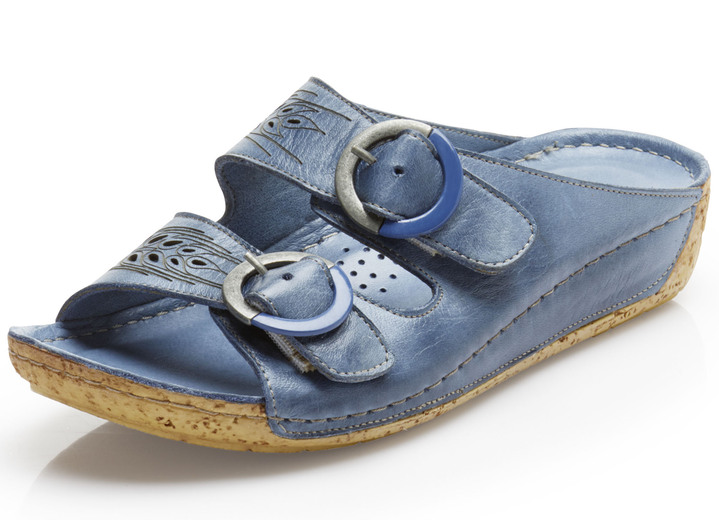 - Gemini Pantolette mit verstellbaren Schließen, in Größe 036 bis 042, in Farbe JEANS