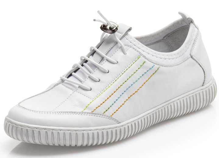 - Gemini Sneaker mit elastischem Textilmaterial, in Größe 036 bis 042, in Farbe WEISS Ansicht 1