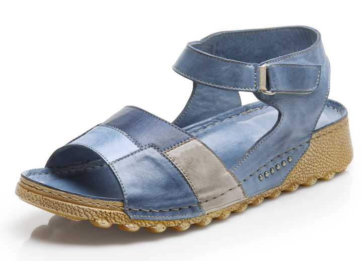 - Gemini Sandale aus schattiertem Rind-Nappaleder, in Größe 036 bis 042, in Farbe JEANS-KIESEL