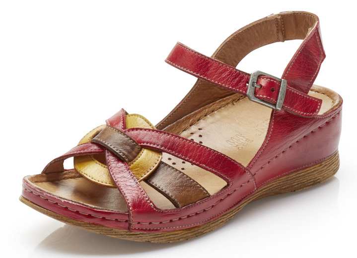 Sandaletten & Pantoletten - Gemini Sandale aus schattiertem Rind-Nappaleder, in Größe 036 bis 042, in Farbe ROT-BUNT Ansicht 1