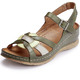 Sandaletten & Pantoletten - Gemini, klassische Damen-Sandalen, Weite G, mit Gummizug, in Größe 036 bis 042, in Farbe KHAKI-BUNT – Farbe KHAKI-BUNT – Ansicht 1