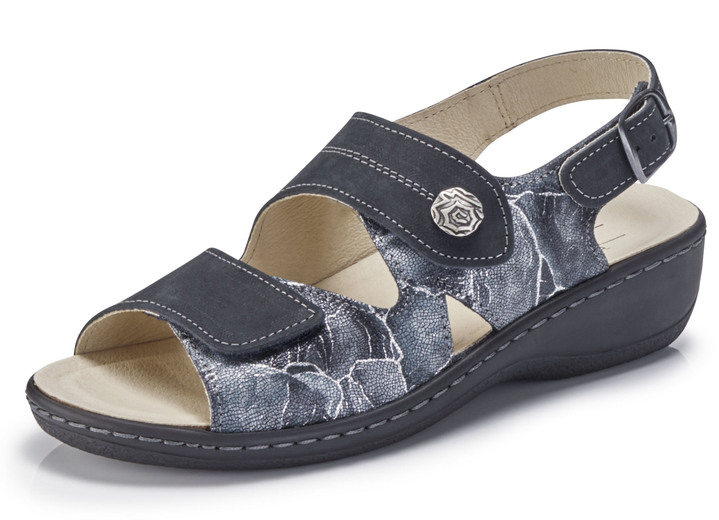 Sandaletten & Pantoletten - ELENA EDEN, bequeme Damen-Sandalen, Weite H, mit herausnehmbarem Fußbett, in Größe 036 bis 042, in Farbe DUNKELBLAU Ansicht 1