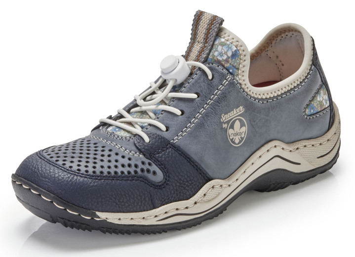 Damenmode - Rieker Sneaker mit Schnellverschluss, in Größe 036 bis 042, in Farbe JEANSBLAU-BEIGE Ansicht 1