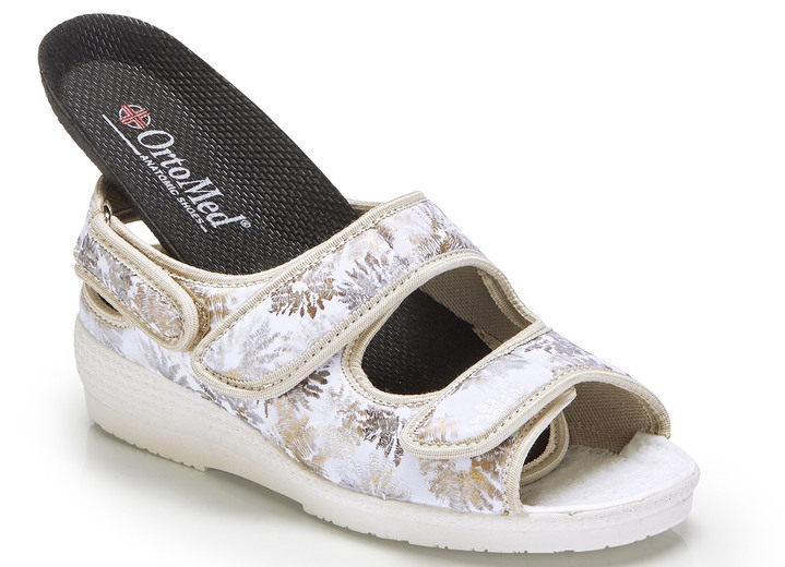 Sandaletten & Pantoletten - Sandale aus glänzendem Textilmaterial, in Größe 036 bis 042, in Farbe ECRU Ansicht 2