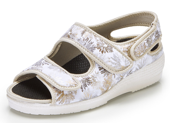 Sandaletten & Pantoletten - Sandale aus glänzendem Textilmaterial , in Größe 036 bis 042, in Farbe ECRU Ansicht 1